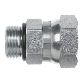 Brennan Industries 6900-06-04-O Steel Straight Tube Fitting, 9/16"-18 SAE ORB x 1/4"-18 NPSM Thread, 3/8" Male O-Ring Boss x 3/8" Female NPTF Swivel