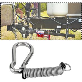 AUCELI Breakaway Trailer Cable, RV Stainless Steel Spring Towing Coiled Safety Wire, Heavy Duty Steel Wire Trailer Safety Rope for Trailer Emergency Camper, Universal Car Accessories (Dark Gray)