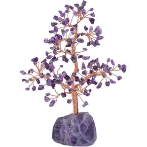 Rockcloud Natural Crystals Money Tree Feng Shui Tree with Fluorite Crystal Base Decoration for Wealth and Luck Fluorite, 7inches