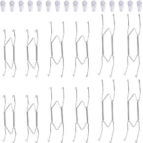 12 Pack Plate Hangers, 4 6 8 Inch Wall Plate Hangers and 16 Pack Wall Hooks, Compatible 4 to 8.5 Inch Decorative Plates, Antique China, Antique Plates and Arts