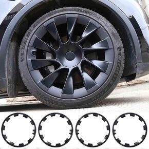for Tesla Model Y 20 Inch Wheel Rim Protector Hubcaps Induction Wheels Rim Cover Tire Trim Rings Matte Black 4Pcs