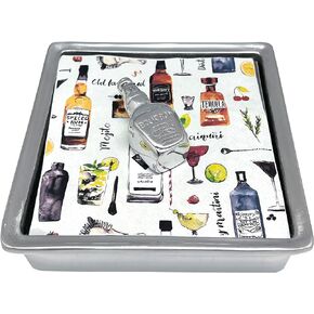 MARIPOSA BOURBON SIGNATURE NAPKIN BOX SET | SILVER | BRILLANTE | GIFTS | NAPKIN BOX & WEIGHT SET | RECYCLED SANDCAST ALUMINUM | HANDMADE IN MEXICO