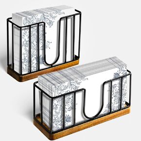 مجموعة من 2 حامل مناديل وحامل مناديل منشفة للضيوف للطاولة، موزع مناديل قائم بذاته للمطبخ وحامل مناشف ورقية للضيوف للحمام مع قاعدة خشبية أكاسيا، وإكسسوارات ديكور المطبخ in Kuwait