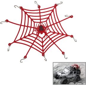 1/10 RC Roof Red Spider Luggage Net，Rubber Luggage Net with Hooks Suitable for D90 SCX10 TRX-4 1/10 1/8 RC Crawler Car Truck