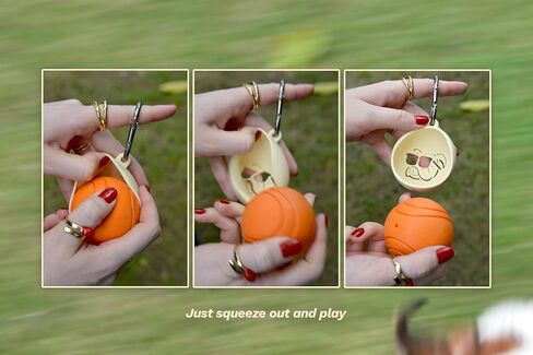 Dog Ball Toy Holder with Rubber Ball & Carabiner Clip - Beige in Saudi Arabia