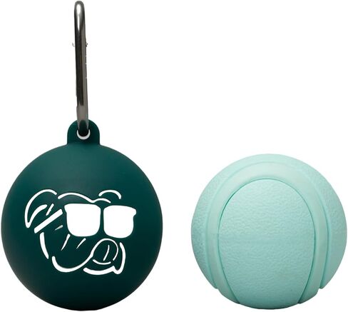 Dog Ball Toy Holder with Rubber Ball & Carabiner Clip - Beige in Saudi Arabia