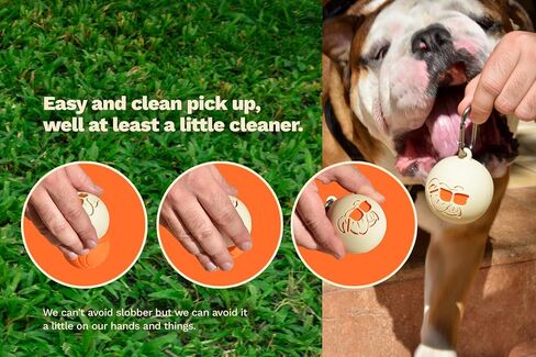 Dog Ball Toy Holder with Rubber Ball & Carabiner Clip - Beige in Saudi Arabia