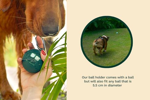 Dog Ball Toy Holder with Rubber Ball & Carabiner Clip - Beige in Saudi Arabia