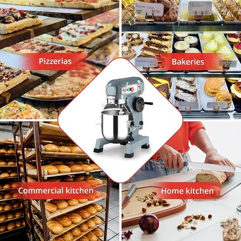 10QT Commercial Food Mixer with Timing Function, Heavy Duty Commercial Mixer 450W, Stainless Steel Bowl Commercial Electric Food Mixer with 3 Speeds Adjustable, Perfect for Bakery Pizzeria in Kuwait
