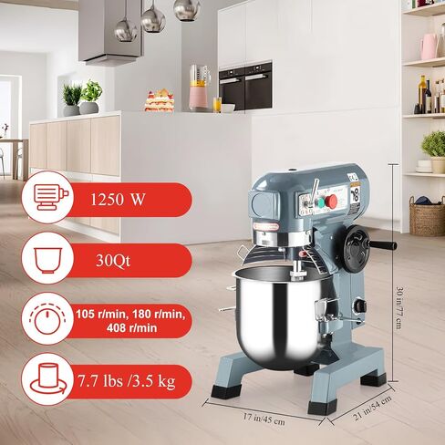 10QT Commercial Food Mixer with Timing Function, Heavy Duty Commercial Mixer 450W, Stainless Steel Bowl Commercial Electric Food Mixer with 3 Speeds Adjustable, Perfect for Bakery Pizzeria in Kuwait