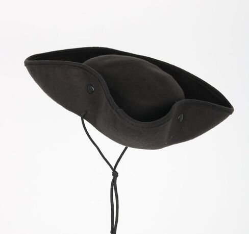 قبعة قرصان سوداء، قبعة ثلاثية القرن، قبعة عصر النهضة لإكسسوارات أزياء الحفلات ذات طابع الحرب الثورية الاستعمارية in Kuwait