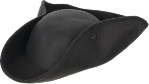 قبعة قرصان سوداء، قبعة ثلاثية القرن، قبعة عصر النهضة لإكسسوارات أزياء الحفلات ذات طابع الحرب الثورية الاستعمارية in Kuwait