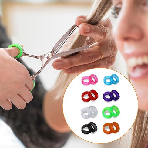 16 Pcs Shear Grips Inserts Scissors Finger Rings, Soft Silicone Pet Shears Ring Inserts Pet Shears Ring Finger Protector for Barber Dog Hair Cutting Scissor Accessories, 8 Colors in Saudi Arabia