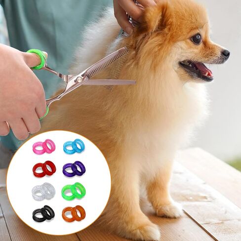 16 Pcs Shear Grips Inserts Scissors Finger Rings, Soft Silicone Pet Shears Ring Inserts Pet Shears Ring Finger Protector for Barber Dog Hair Cutting Scissor Accessories, 8 Colors in Saudi Arabia