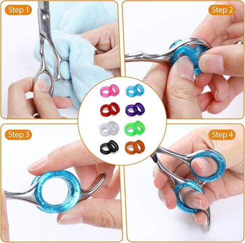 16 Pcs Shear Grips Inserts Scissors Finger Rings, Soft Silicone Pet Shears Ring Inserts Pet Shears Ring Finger Protector for Barber Dog Hair Cutting Scissor Accessories, 8 Colors in Saudi Arabia