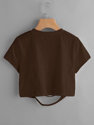 تي شيرت SweatyRocks نسائي قصير الأكمام بفتحات علوية قصيرة in Kuwait