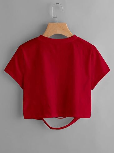 تي شيرت SweatyRocks نسائي قصير الأكمام بفتحات علوية قصيرة in Kuwait