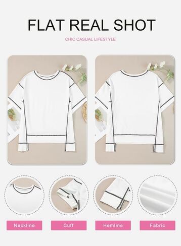 SHEWIN Women's Fashion Oversized T Shirts Casual 3/4 Sleeve Crewneck Summer Tops Tees in Saudi Arabia