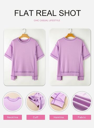 SHEWIN Women's Fashion Oversized T Shirts Casual 3/4 Sleeve Crewneck Summer Tops Tees in Saudi Arabia