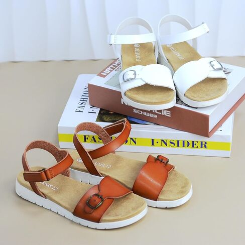 صنادل FLYFUPPY للفتيات بأشرطة مفتوحة عند الأصابع وصنادل مسطحة لطيفة للفتيات أحذية صيفية كاجوال in Kuwait