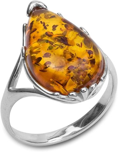 Amber Sterling Silver Oval-shape Ring in Saudi Arabia