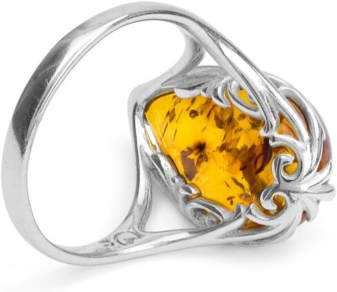 Amber Sterling Silver Oval-shape Ring in Saudi Arabia