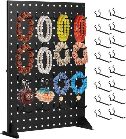 حامل عرض Pegboard مع 16 خطافًا: 17 × 13 بوصة لوح ربط معدني للمجوهرات حامل عرض التجزئة لمتاجر البائعين والأحداث والعروض الحرفية والمعارض in Kuwait