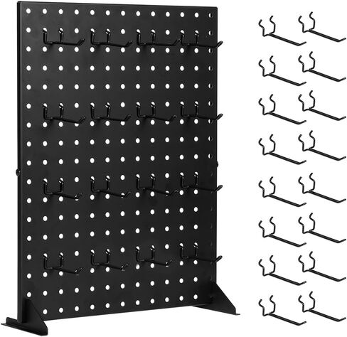 حامل عرض Pegboard مع 16 خطافًا: 17 × 13 بوصة لوح ربط معدني للمجوهرات حامل عرض التجزئة لمتاجر البائعين والأحداث والعروض الحرفية والمعارض in Kuwait