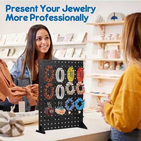 حامل عرض Pegboard مع 16 خطافًا: 17 × 13 بوصة لوح ربط معدني للمجوهرات حامل عرض التجزئة لمتاجر البائعين والأحداث والعروض الحرفية والمعارض in Kuwait
