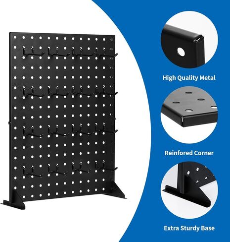 حامل عرض Pegboard مع 16 خطافًا: 17 × 13 بوصة لوح ربط معدني للمجوهرات حامل عرض التجزئة لمتاجر البائعين والأحداث والعروض الحرفية والمعارض in Kuwait