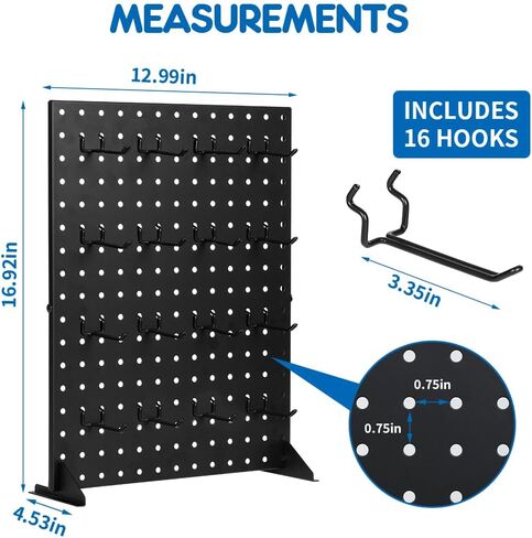 حامل عرض Pegboard مع 16 خطافًا: 17 × 13 بوصة لوح ربط معدني للمجوهرات حامل عرض التجزئة لمتاجر البائعين والأحداث والعروض الحرفية والمعارض in Kuwait