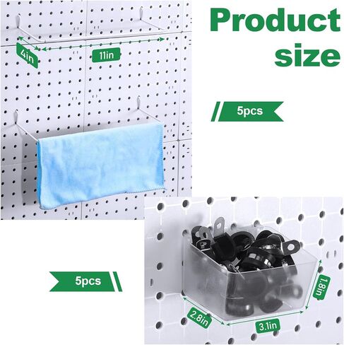 194 Pieces Pegboard Accessories Set Includes Pegboard Storage Basket, Organizer Bins, Organizer Cup with Cup Holder, Tissue Holder, Multiple Style Hook for Pegboard Organizing in Saudi Arabia