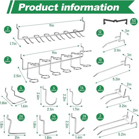 194 Pieces Pegboard Accessories Set Includes Pegboard Storage Basket, Organizer Bins, Organizer Cup with Cup Holder, Tissue Holder, Multiple Style Hook for Pegboard Organizing in Saudi Arabia