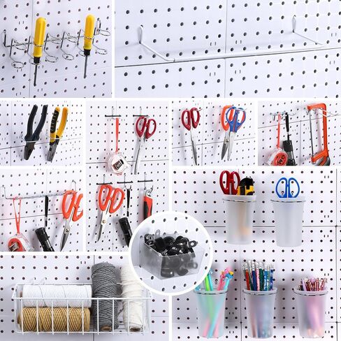 194 Pieces Pegboard Accessories Set Includes Pegboard Storage Basket, Organizer Bins, Organizer Cup with Cup Holder, Tissue Holder, Multiple Style Hook for Pegboard Organizing in Saudi Arabia