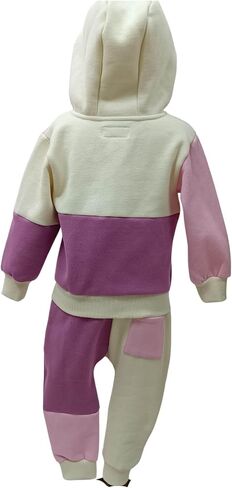 Jrue & Louis Kids Clothes Set, Colorful Color block Hooded Sweatshirt and Pants Outfit for 1-6 Years Old in Saudi Arabia