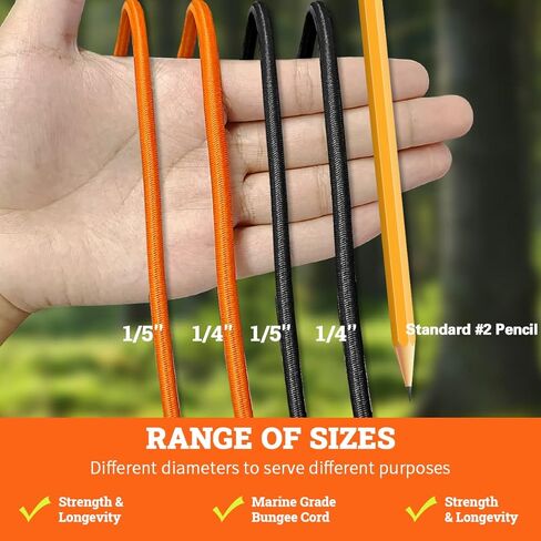 hlogree 1/4 "× 52 قدم الحبل صدمة بنجي، مرونة الكاياك تمتد سلسلة حبل مع السنانير الحبل صدمة بنجي، 4pcs الكرة حبال صدمة بنجي ربط أسفل حزام مقطورة لقوارب الكاياك اكسسوارات التخييم، في الهواء الطلق in Kuwait
