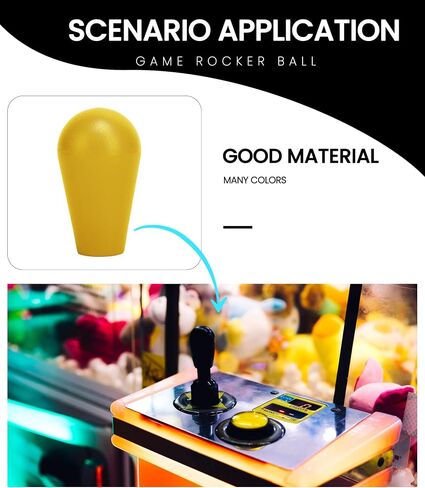 Ellipse Joystick Ball Top Handle Rocker | M6 Oval Arcade Game DIY Parts Replacement(52*30mm) Yellow in Saudi Arabia