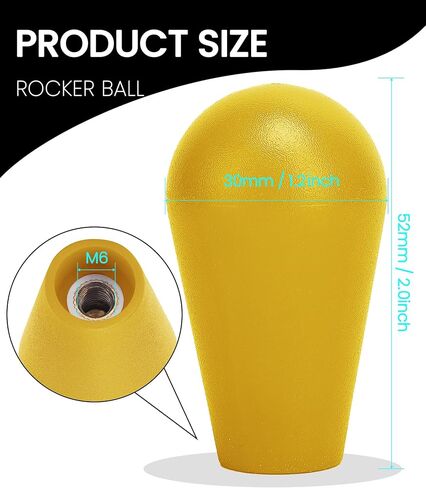 Ellipse Joystick Ball Top Handle Rocker | M6 Oval Arcade Game DIY Parts Replacement(52*30mm) Yellow in Saudi Arabia