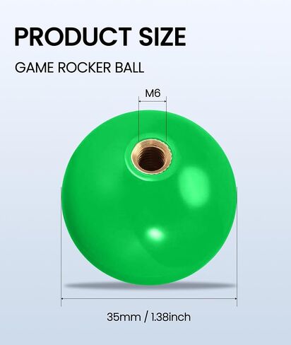 Timebid 35MM Joystick Ball Top Handle Rocker | M6 Screw Head Arcade Game Joysticks Easy-Install Replacement DIY Parts Green in Saudi Arabia