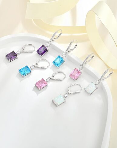 YL 10x8mm Dangle Earrings for Women Sterling Silver Leverback Earrings Cushion Cut Created Birthstone Jewelry Gifts in Saudi Arabia