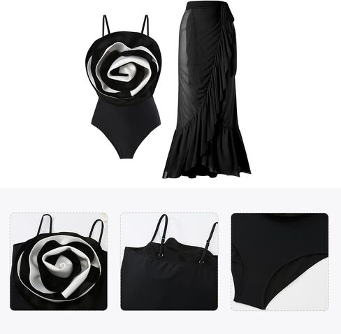 Women One-Piece Swimsuit with Cover up Wrap Skirt Sarong Bathing Suit Beach Outfit Summer in Saudi Arabia