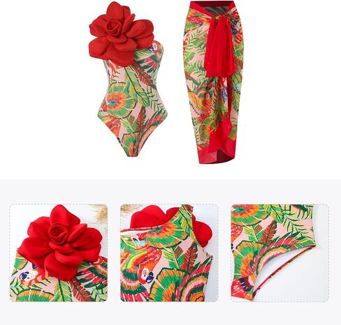Women One-Piece Swimsuit with Cover up Wrap Skirt Sarong Bathing Suit Beach Outfit Summer in Saudi Arabia