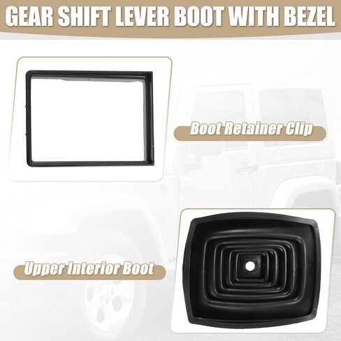X AUTOHAUX 1 Set Shifter Boot and Retaining Bezel Kit لسيارة جيب رانجلر TJ 1997-2004 رقم 53000056/52078558 in Saudi Arabia