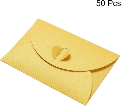 PATIKIL Mini Envelopes, 50 Pack Heart Clasp Tiny Items Storage Cute Present Card Holder for Wedding Greeting Party, Beige in Saudi Arabia