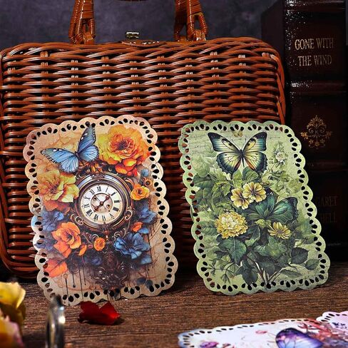 80 Sheets Floral Shape Scrapbook Paper, Vintage Decoupage Paper for Junk Journal Supplies, Aesthetic Decorative Craft Paper for Scrapbooking, Flower Wall Decor for Writing, Journaling Collage in Kuwait