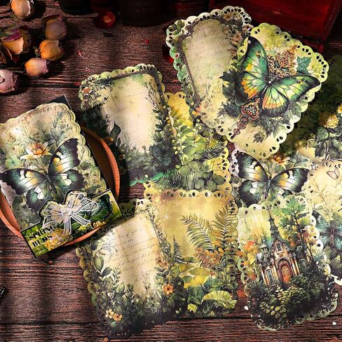 80 Sheets Floral Shape Scrapbook Paper, Vintage Decoupage Paper for Junk Journal Supplies, Aesthetic Decorative Craft Paper for Scrapbooking, Flower Wall Decor for Writing, Journaling Collage in Kuwait