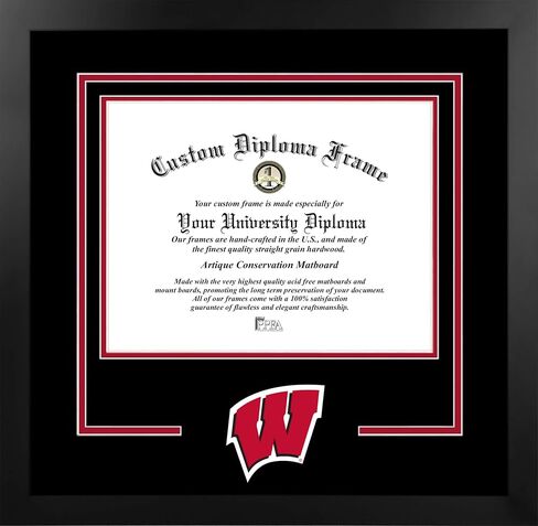 إطار أسود من Campus Images NCAA Wisconsin Badgers للجنسين دبلومة الروح مانهاتن مع طباعة حجرية إضافية، أسود، مقاس واحد in Saudi Arabia