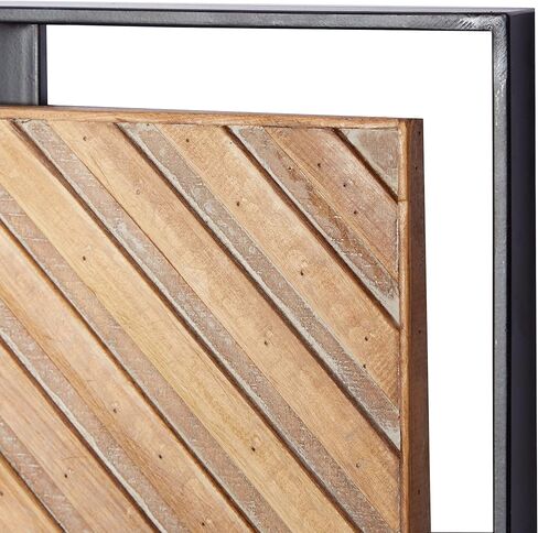 Deco 79 Wooden Geometric Home Wall Decor Linear Carved Wall Sculpture with Black Frame, Set of 2 Wall Art 32"W, 12"H, Brown in Saudi Arabia