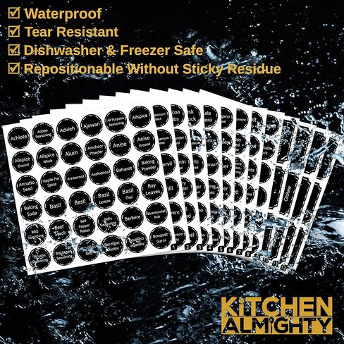252 Preprinted 3" X 1.5" Chalkboard Pantry Labels Set w/Extra Write-on Stickers for Jars, Bottles, Containers & Canisters - Include an Exclusive Numbered Reference Sheet - Waterproof & Tear-Resistant in Saudi Arabia
