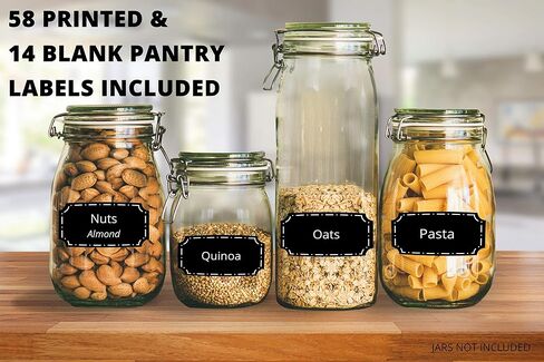 252 Preprinted 3" X 1.5" Chalkboard Pantry Labels Set w/Extra Write-on Stickers for Jars, Bottles, Containers & Canisters - Include an Exclusive Numbered Reference Sheet - Waterproof & Tear-Resistant in Saudi Arabia
